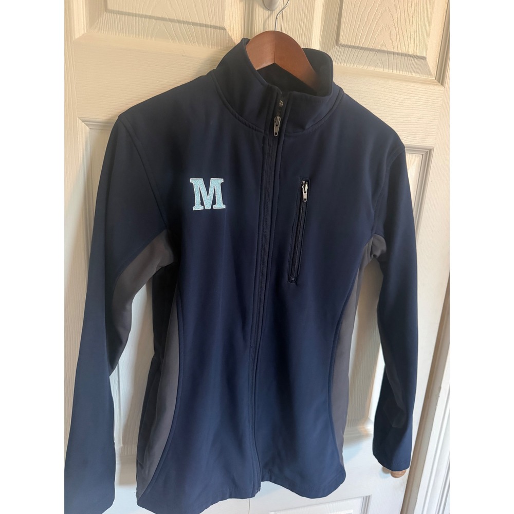 University of Maine Black Bears Softshell Jacket Navy Blue Grey Womens Small - Picture 2 of 9